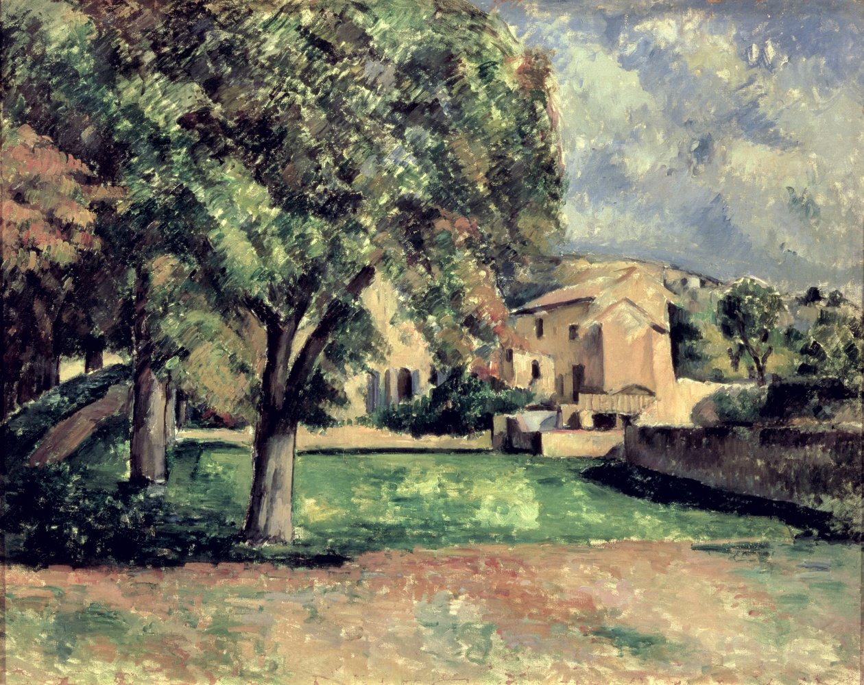 Bomen in een park, Jas de Bouffan door Paul Cézanne