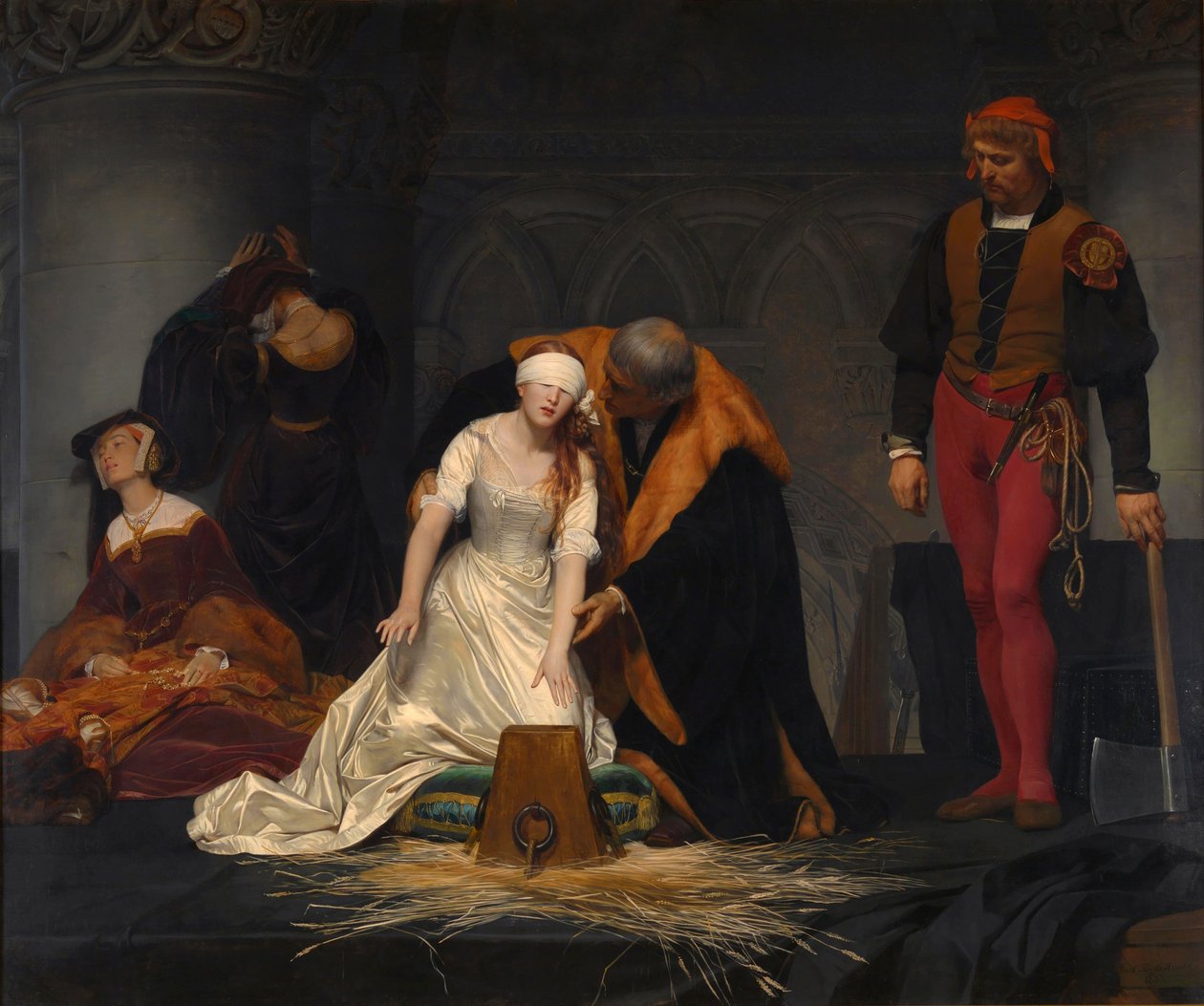 De executie van lady Jane Grey in de Tower of London, 1554 door Paul Delaroche