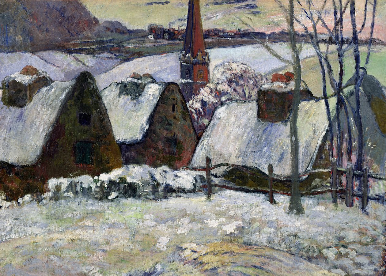 Bretons dorp onder sneeuw, 1894 door Paul Gauguin