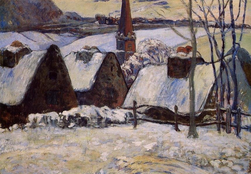 Bretons dorp in de sneeuw door Paul Gauguin