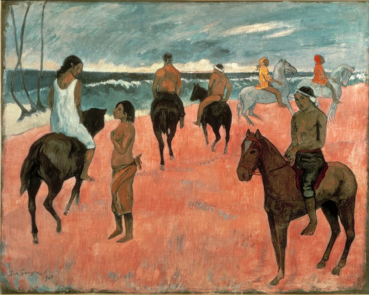 Ruiters op het strand door Paul Gauguin