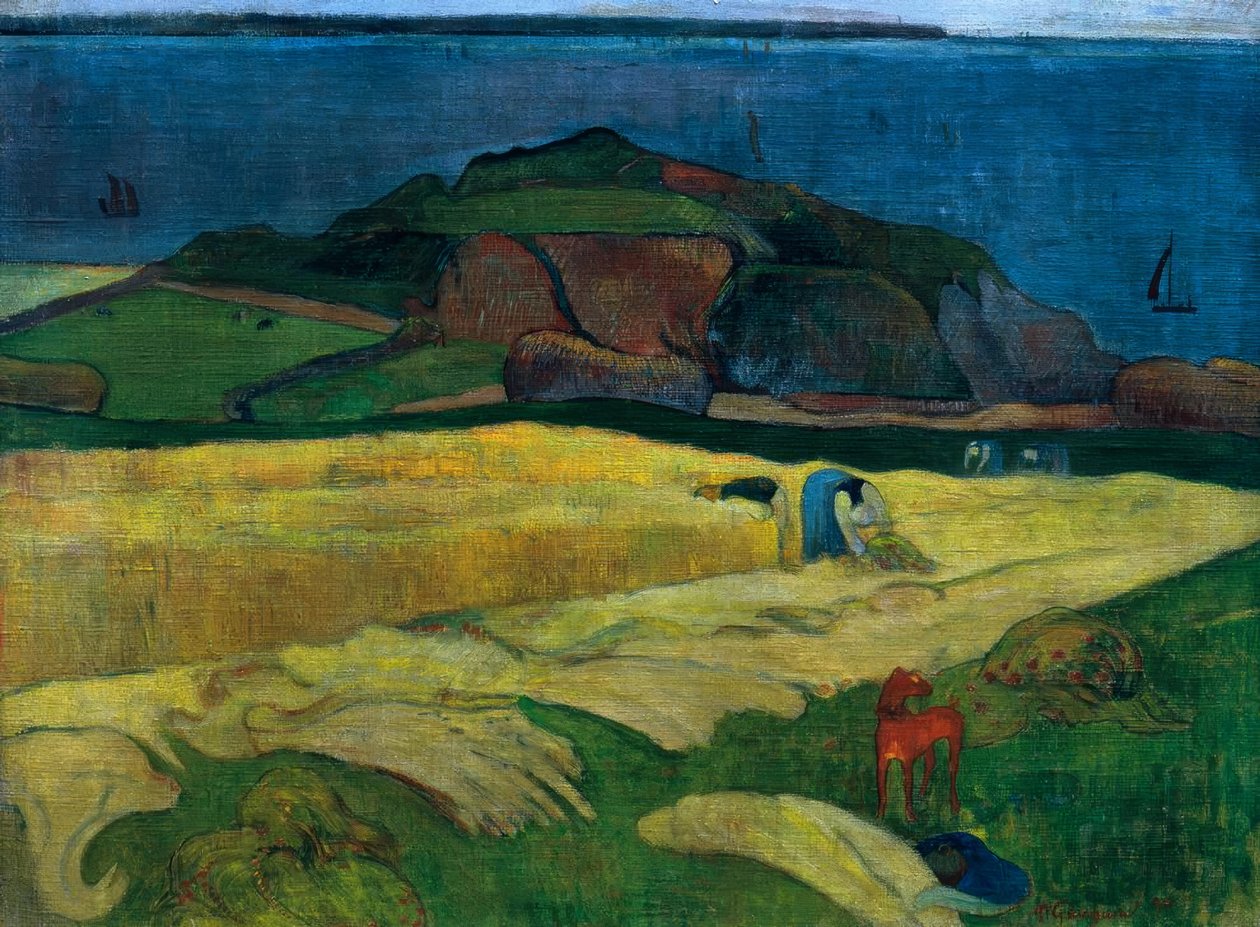 De oogst aan zee: Le Pouldu door Paul Gauguin