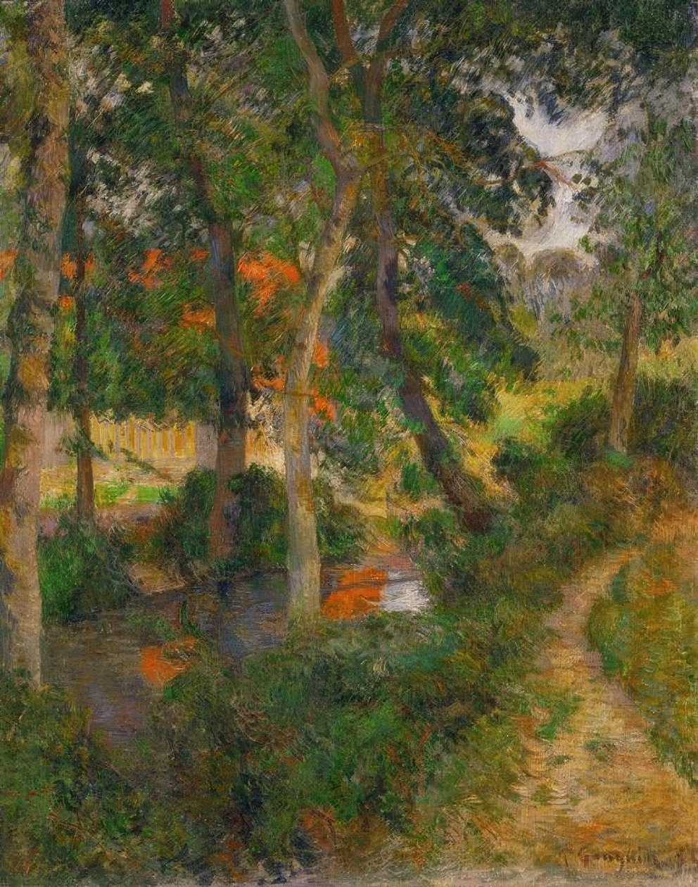 Het pad van vader Jean of de rode daken door Paul Gauguin