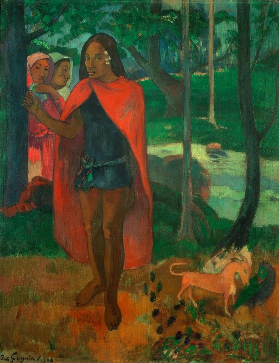De tovenaar van Hiva Oa, of De Marquesaan met de rode cape door Paul Gauguin