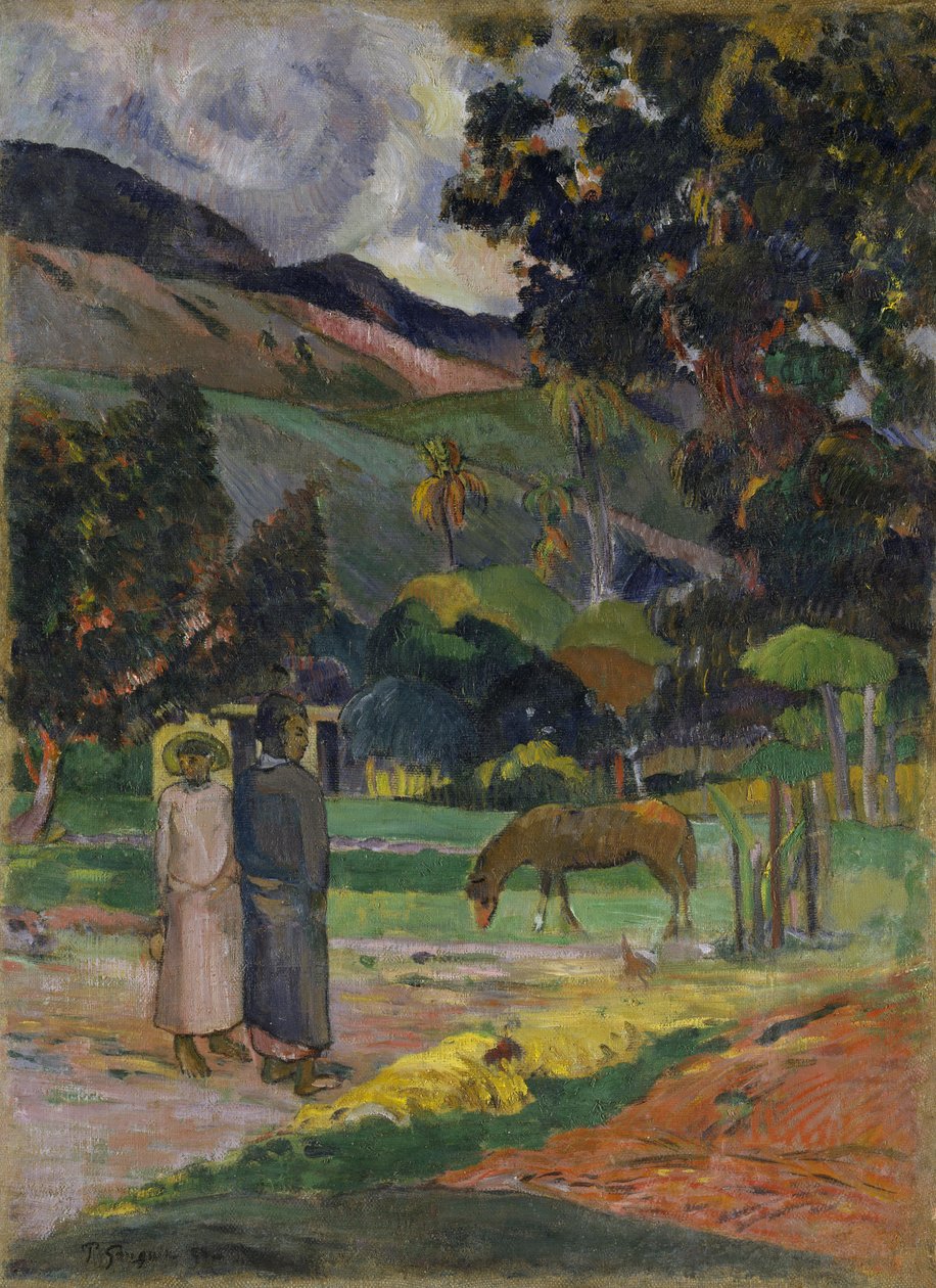 Tahitiaans landschap door Paul Gauguin