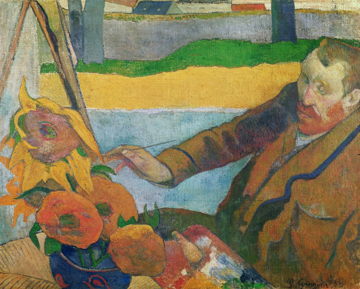 Van Gogh schildert Zonnebloemen, 1888 door Paul Gauguin