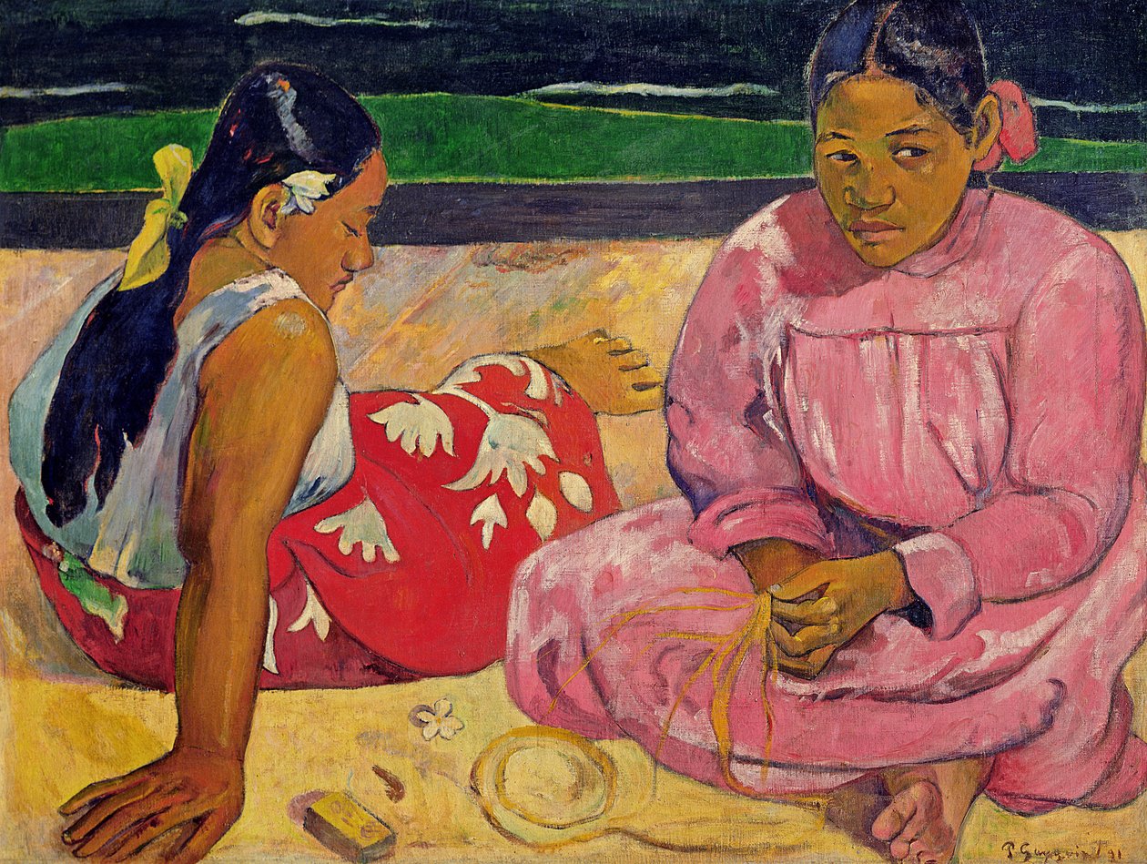 Vrouwen van Tahiti, Op het Strand, 1891 door Paul Gauguin