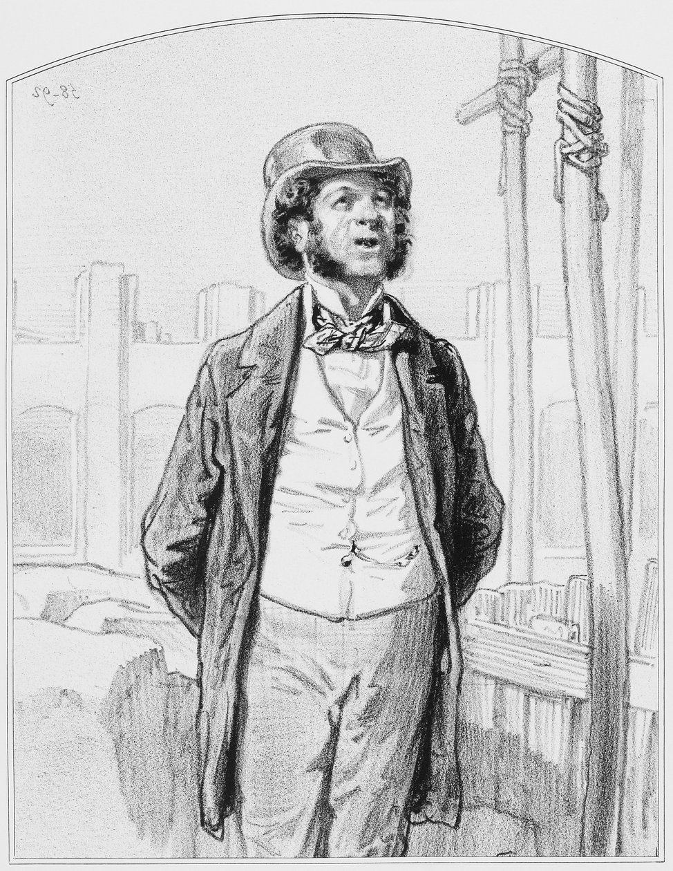 Inspecteur van openbare werken, Plaat 13 uit Les Toquades, 1858 door Paul Gavarni