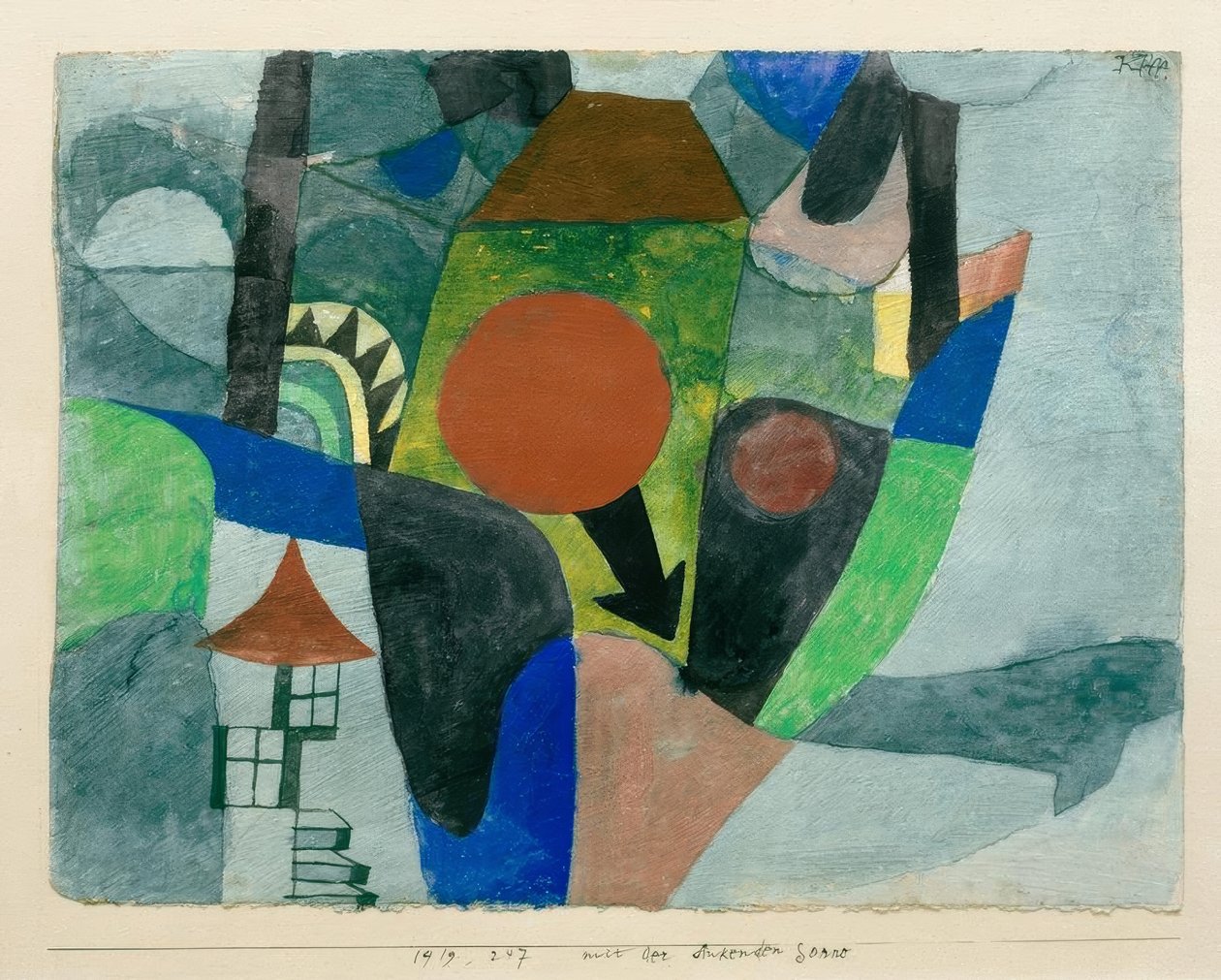 Landschap met ondergaande zon door Paul Klee