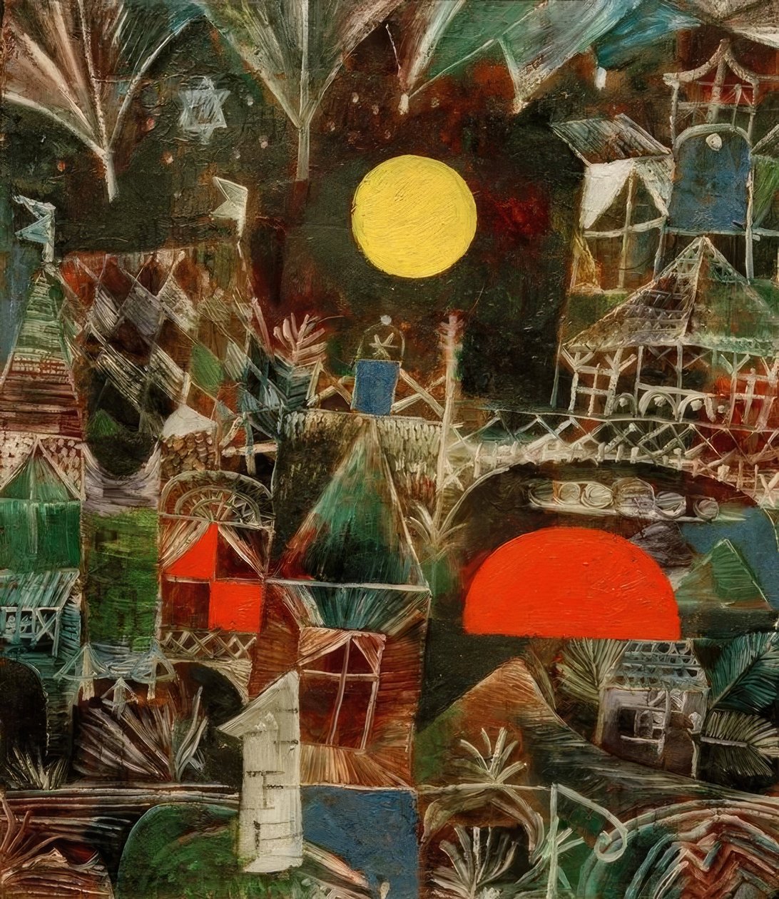 Maanopkomst-zonsondergang door Paul Klee