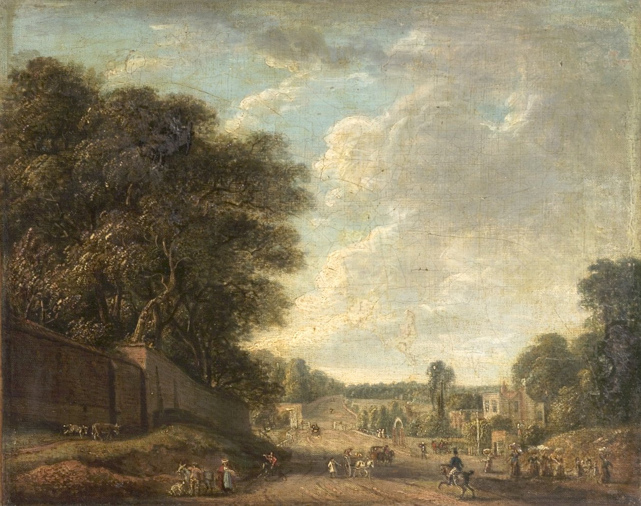Bayswater Road, Londen, nabij de Oude Tempelpoort door Paul Sandby