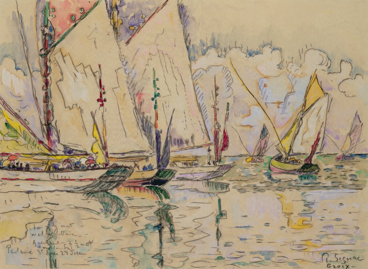 Vertrek van tonijnboten bij Groix door Paul Signac