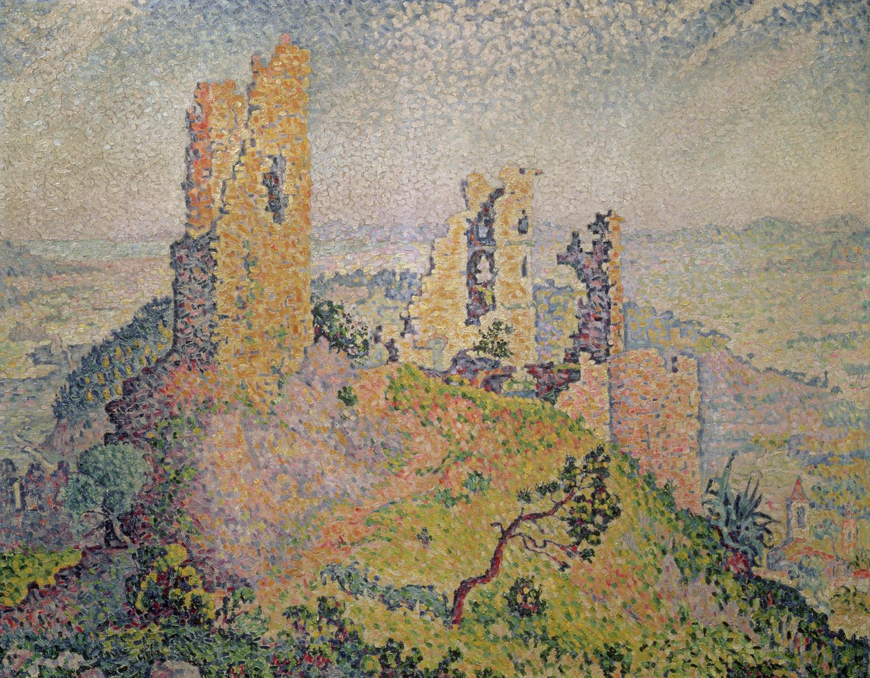 Landschap met een verwoest kasteel door Paul Signac