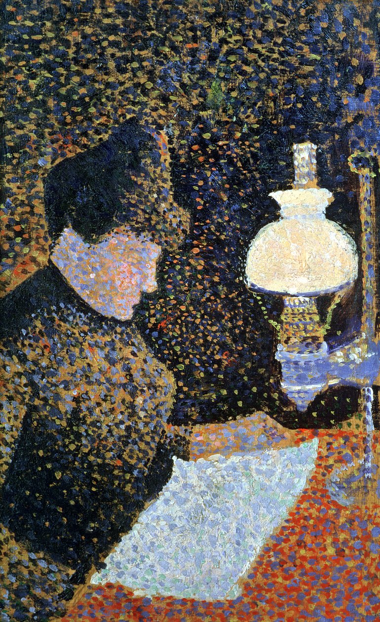 Vrouw bij een lamp, 1890 door Paul Signac