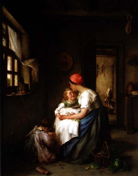 Moederlijke zorgen, 1864 door Paul Soyer