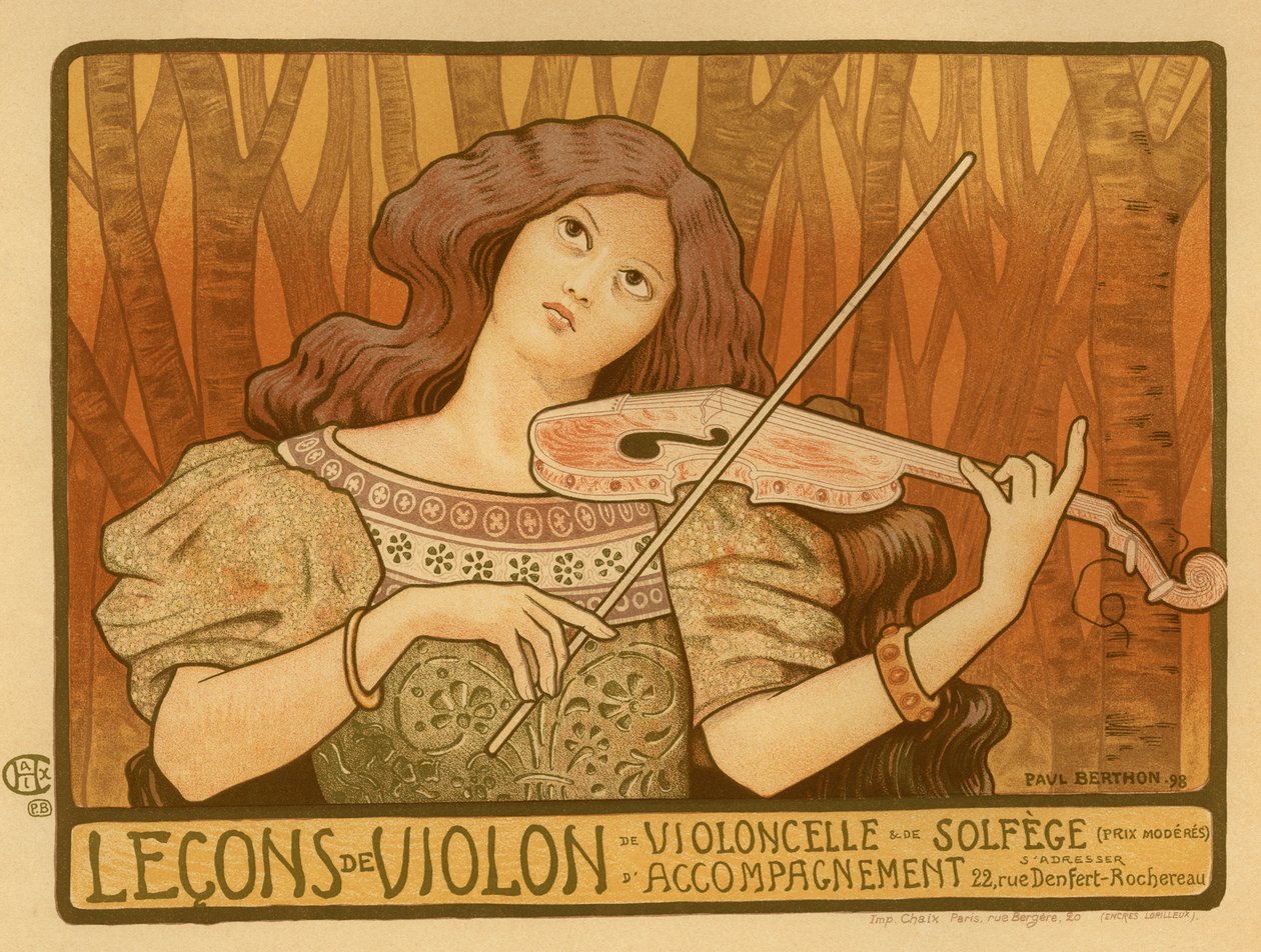 Leçons de Violon Poster door Paul Berthon