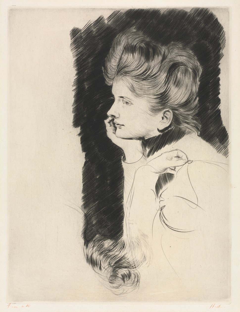 Hoofd van een vrouw door Paul Cesar Helleu
