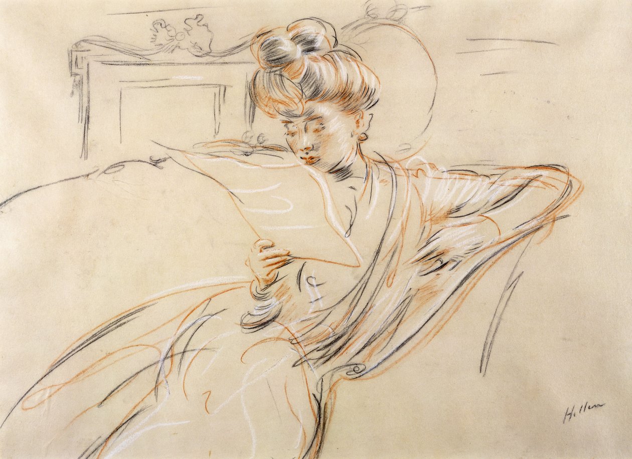 Madame Helleu leest door Paul Cesar Helleu