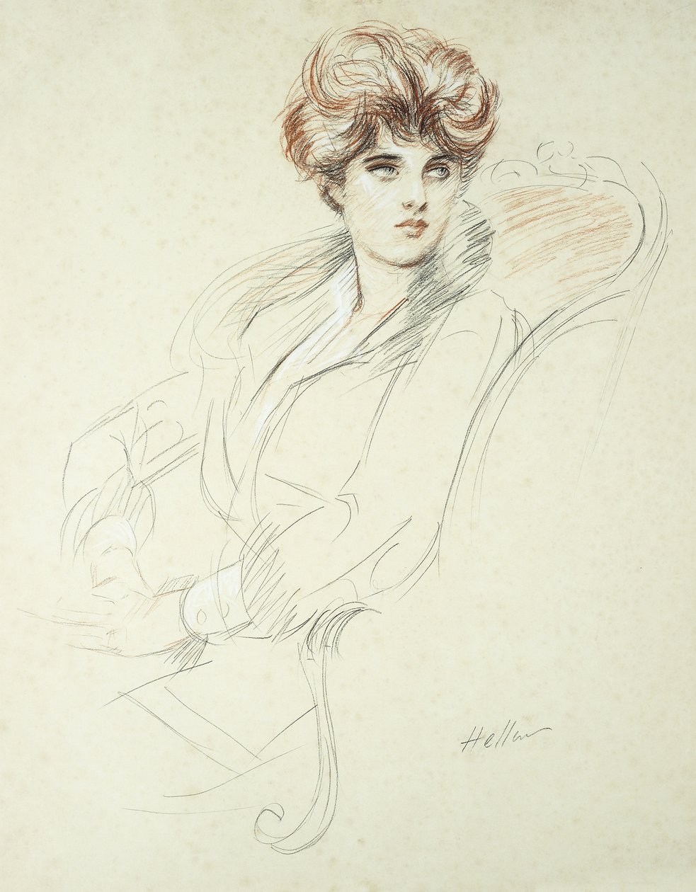 Portret van een dame, zittend door Paul Cesar Helleu