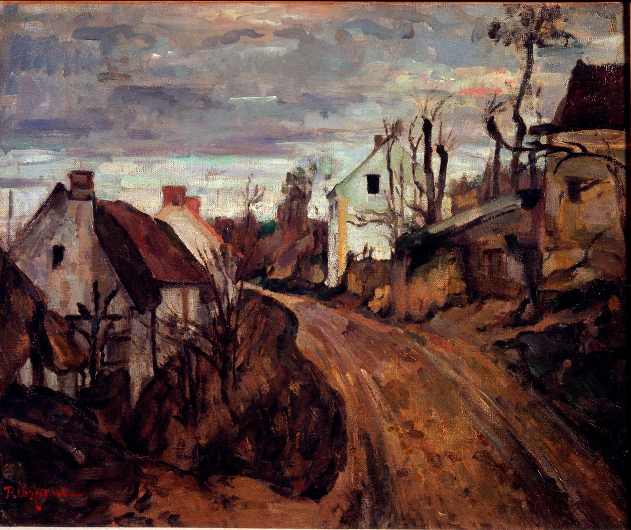 Dorpsweg, Auvers door Paul Cézanne