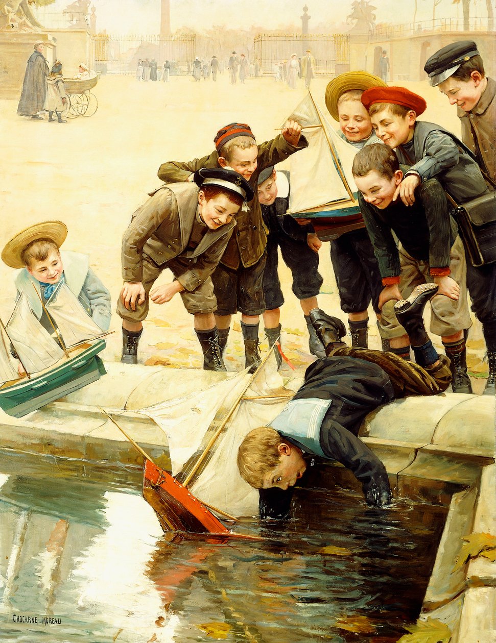 Jongens en hun Zeilboten door Paul Charles Chocarne Moreau