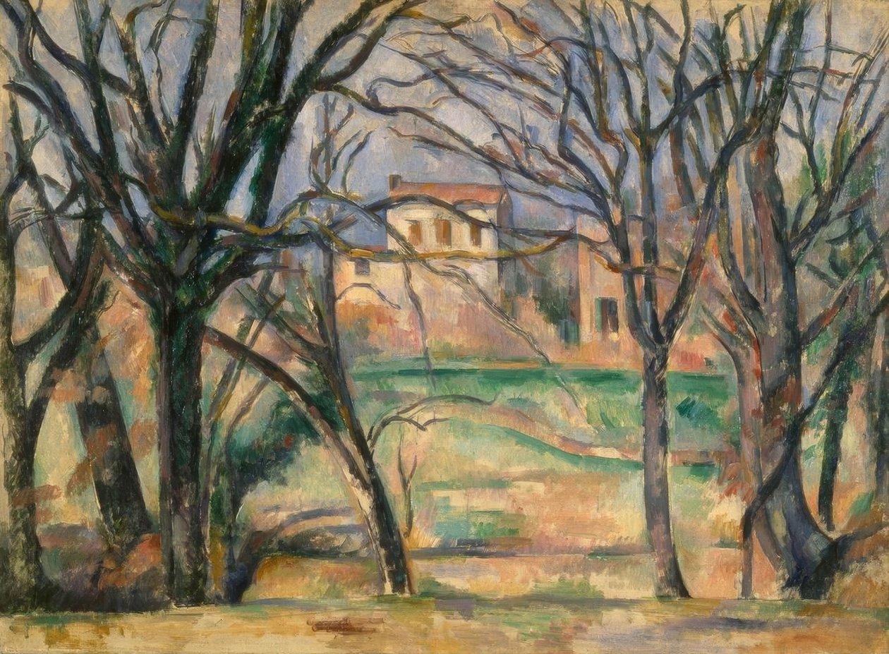 Bomen en huizen door Paul Cézanne