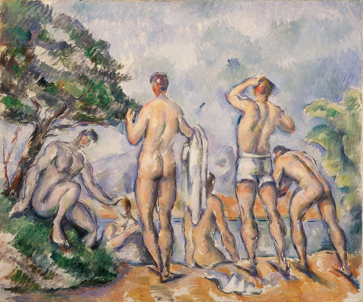 Badgasten door Paul Cézanne