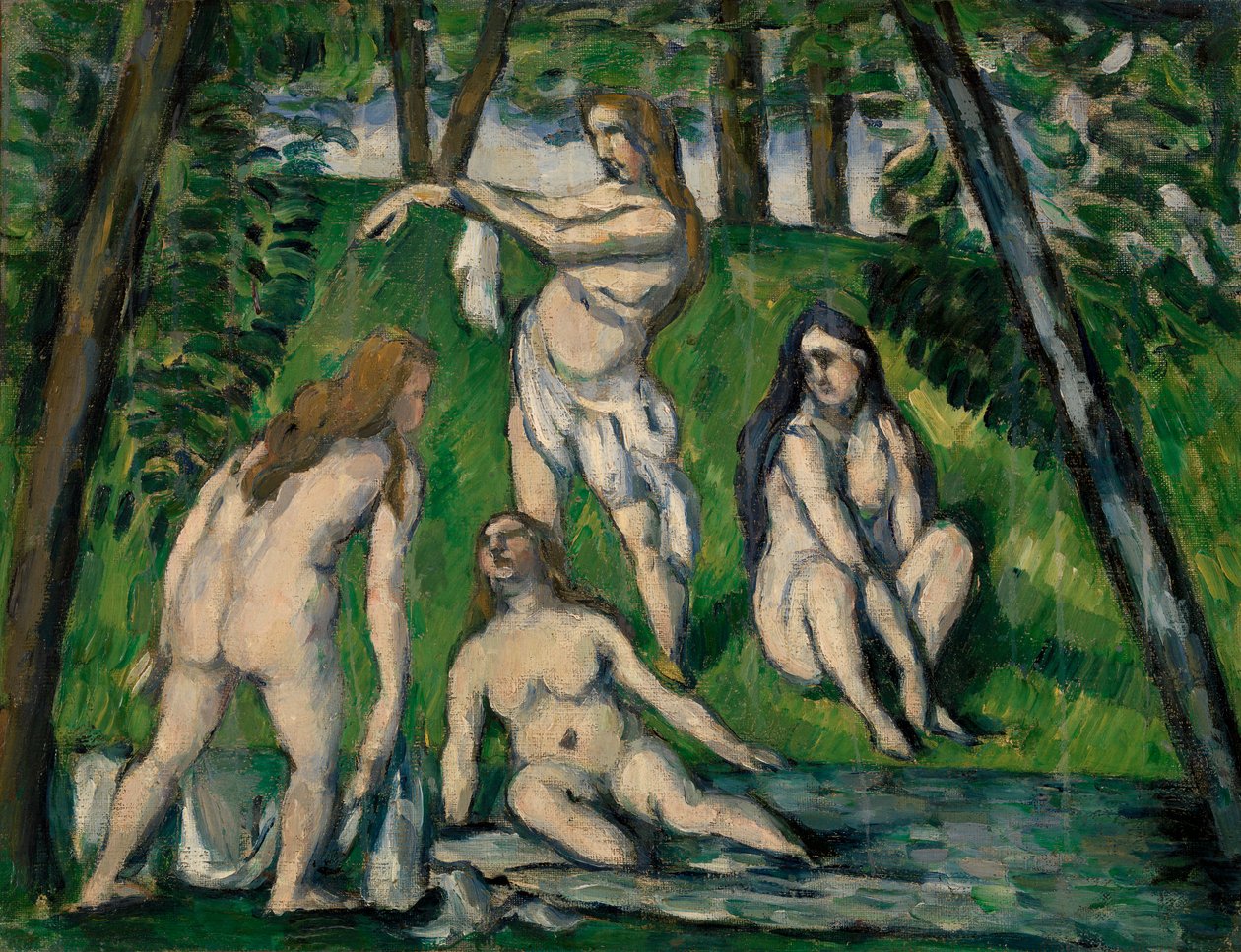 Vier baders door Paul Cézanne