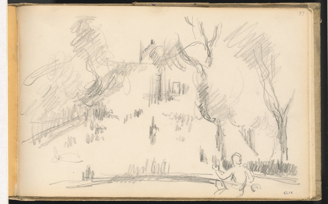 Huis in een park door Paul Cézanne