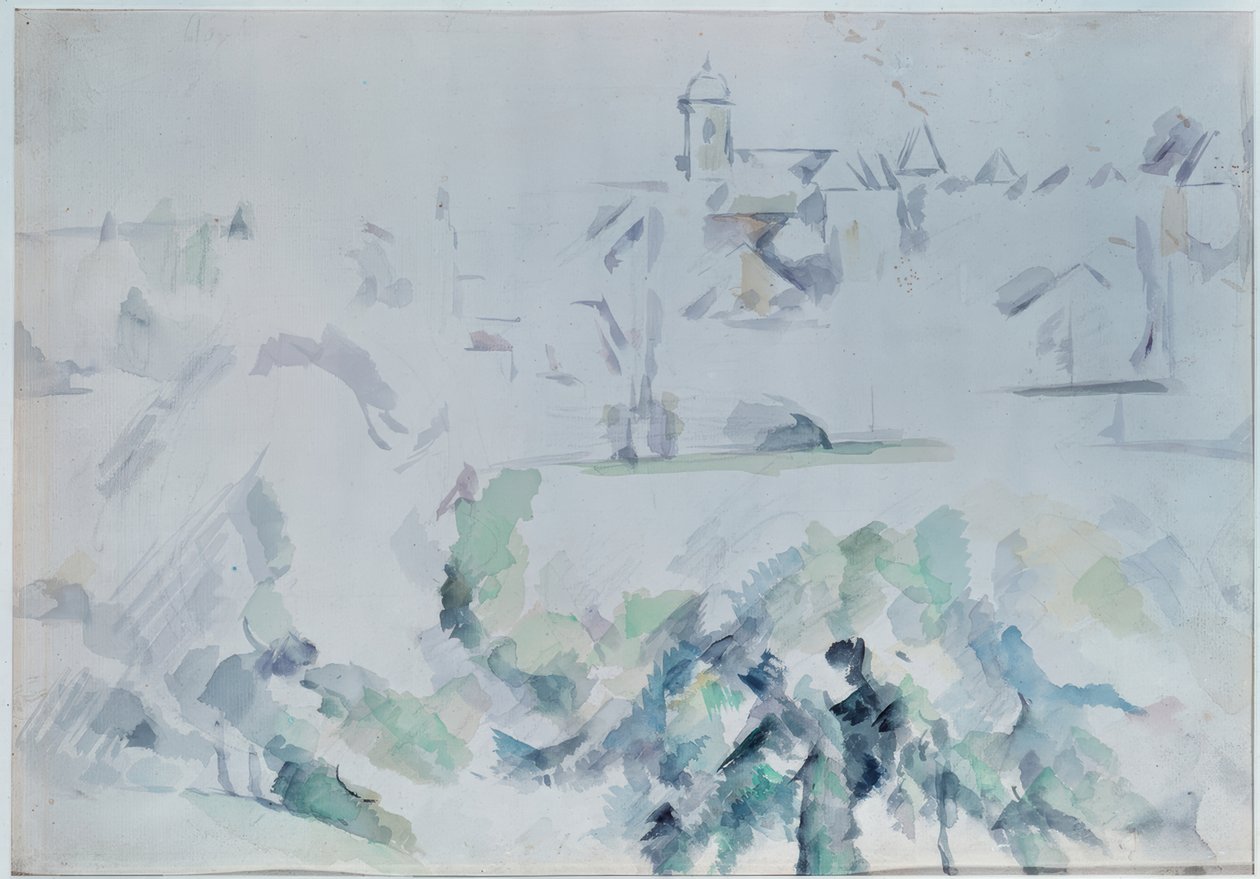 Kerk en Bomen door Paul Cézanne