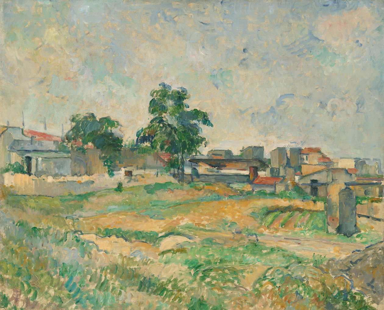 Landschap nabij Parijs, ca. 1876 door Paul Cézanne