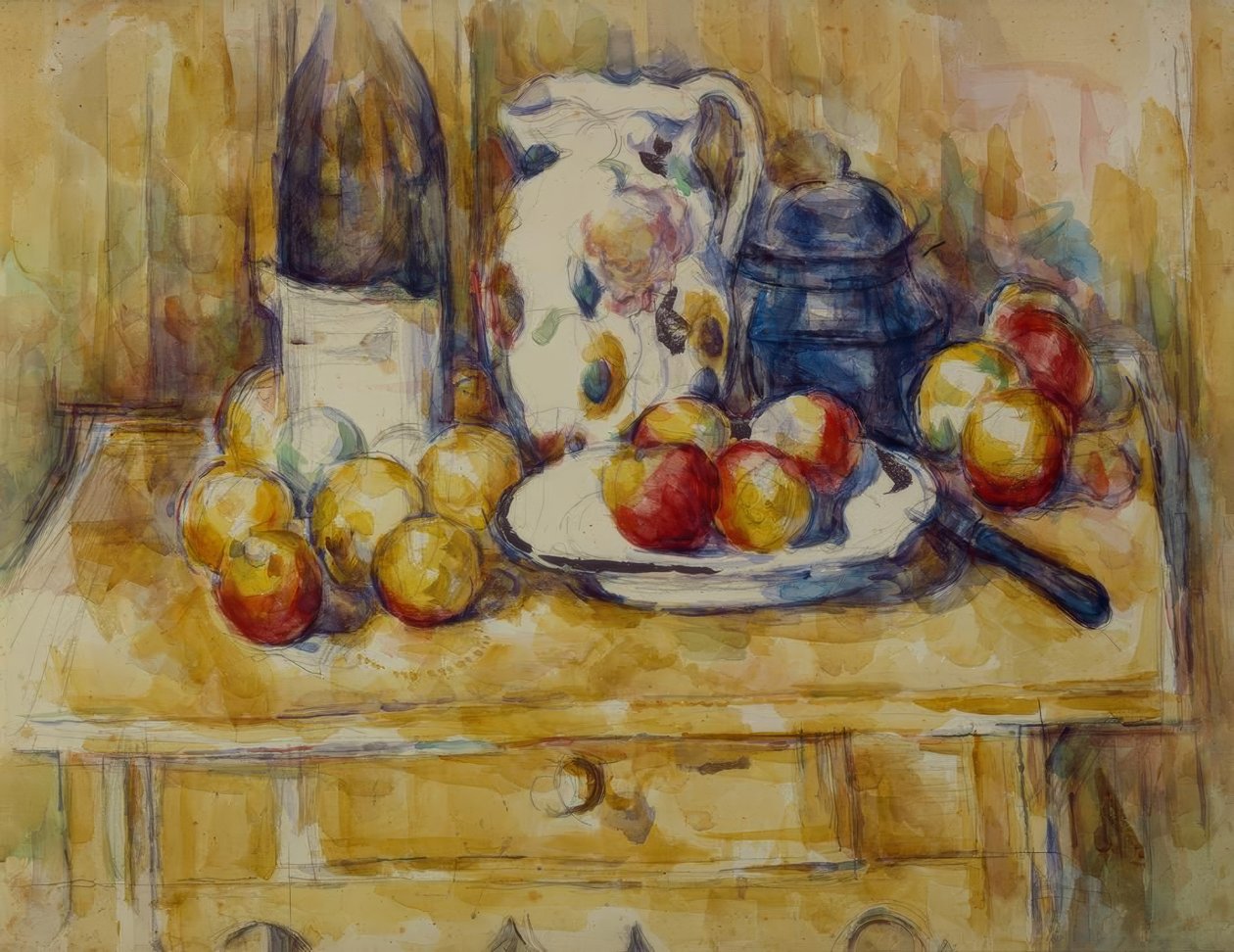 Stilleven: Appels op een dressoir door Paul Cézanne