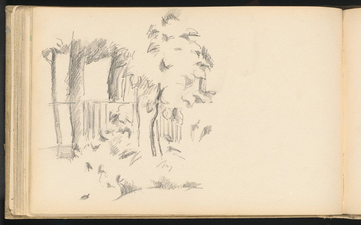 Bij het Zwembad in Jas de Bouffan door Paul Cézanne