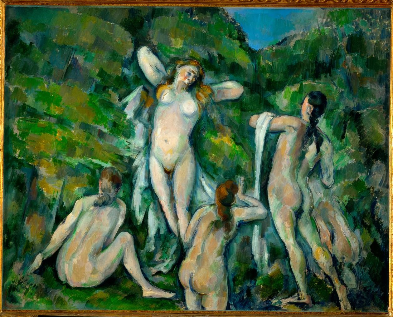 Vier baders door Paul Cézanne