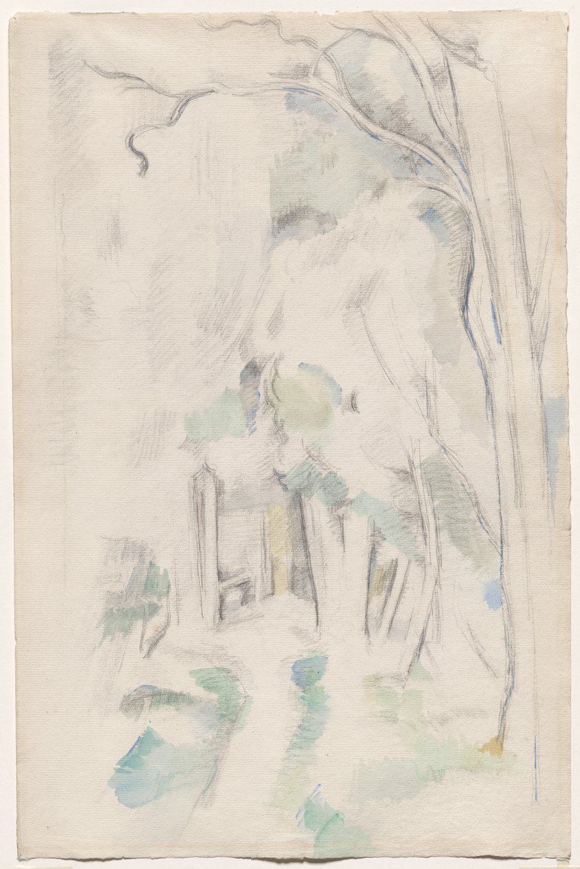 Pad in het bos door Paul Cézanne