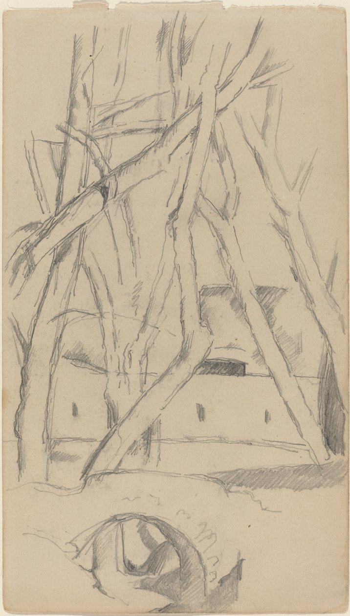 De kleine brug [recto], ca. 1880 door Paul Cézanne