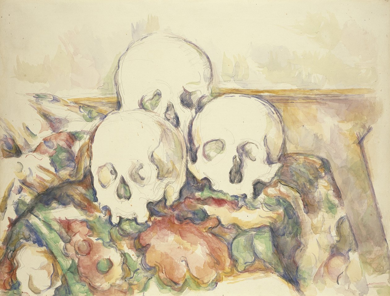 De drie schedels, 1902-06 door Paul Cézanne