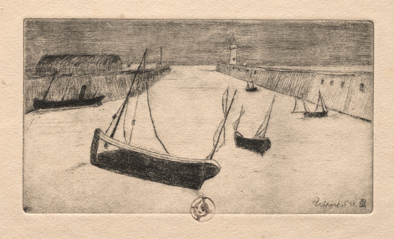 Zes etsen: Tréport, 1895 door Paul Gachet