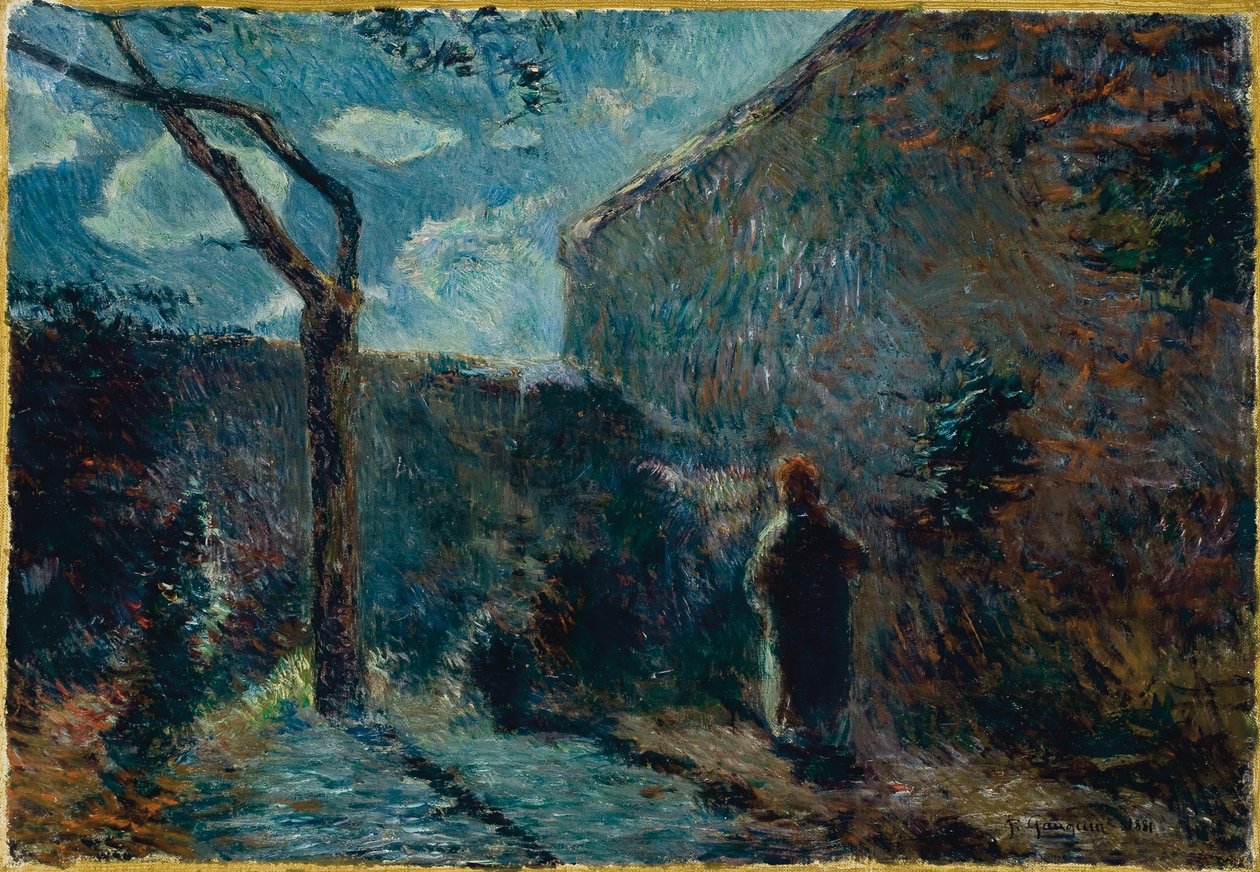Langs de muur bij schemering, 1881 door Paul Gauguin