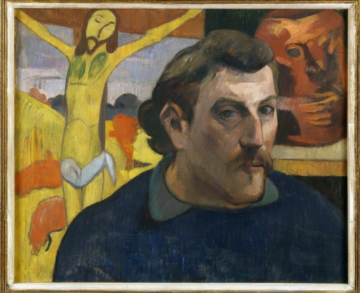 Zelfportret met gele Christus door Paul Gauguin
