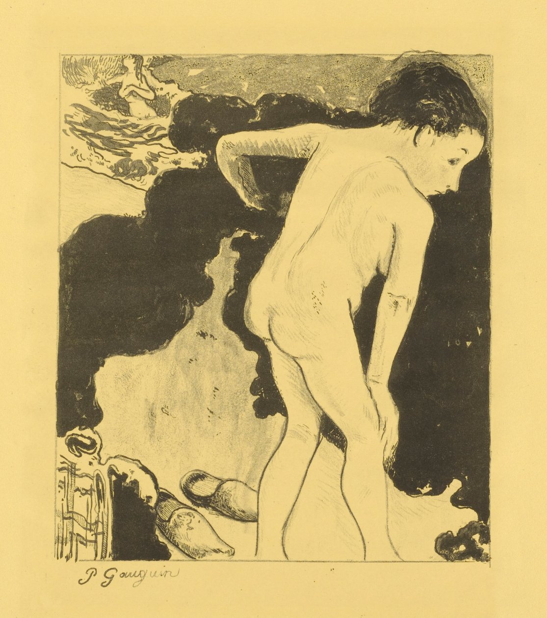 Baden in Bretagne door Paul Gauguin