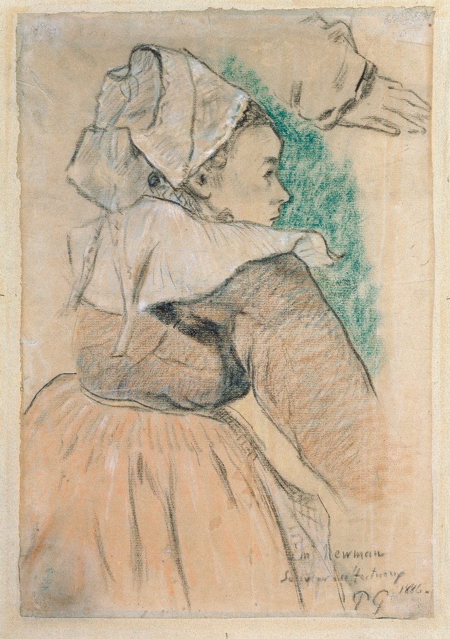 Bretonse vrouw in rechter profiel, 1886 door Paul Gauguin