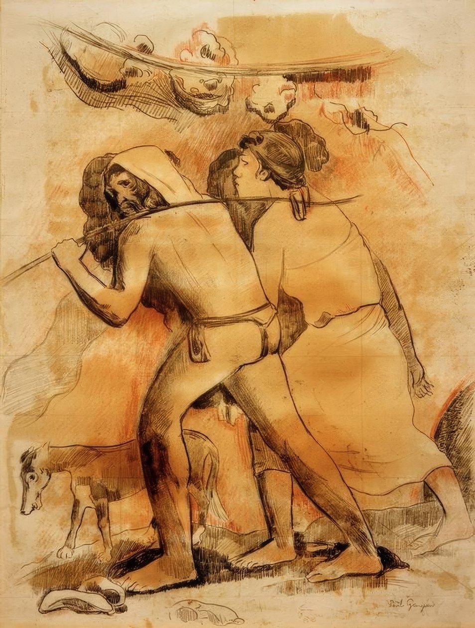 Het vertrek (Adam en Eva) door Paul Gauguin