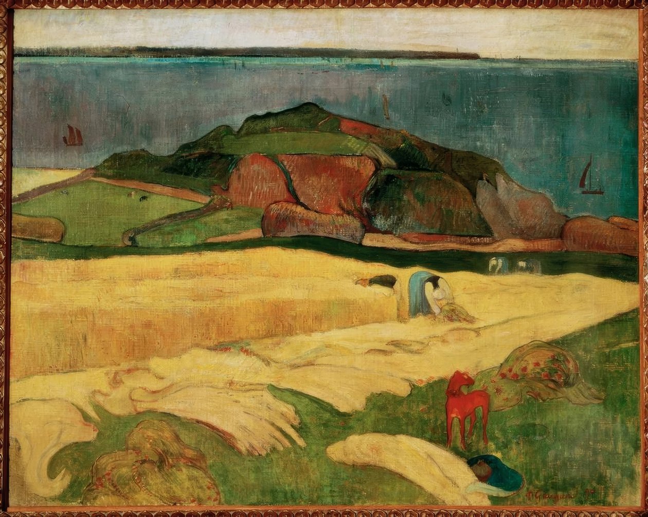 De oogst aan zee: Le Pouldu door Paul Gauguin