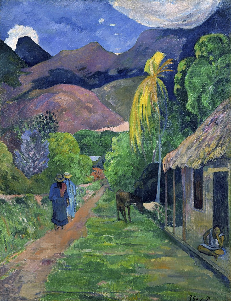 French: Rue de Tahiti Street in Tahiti door Paul Gauguin