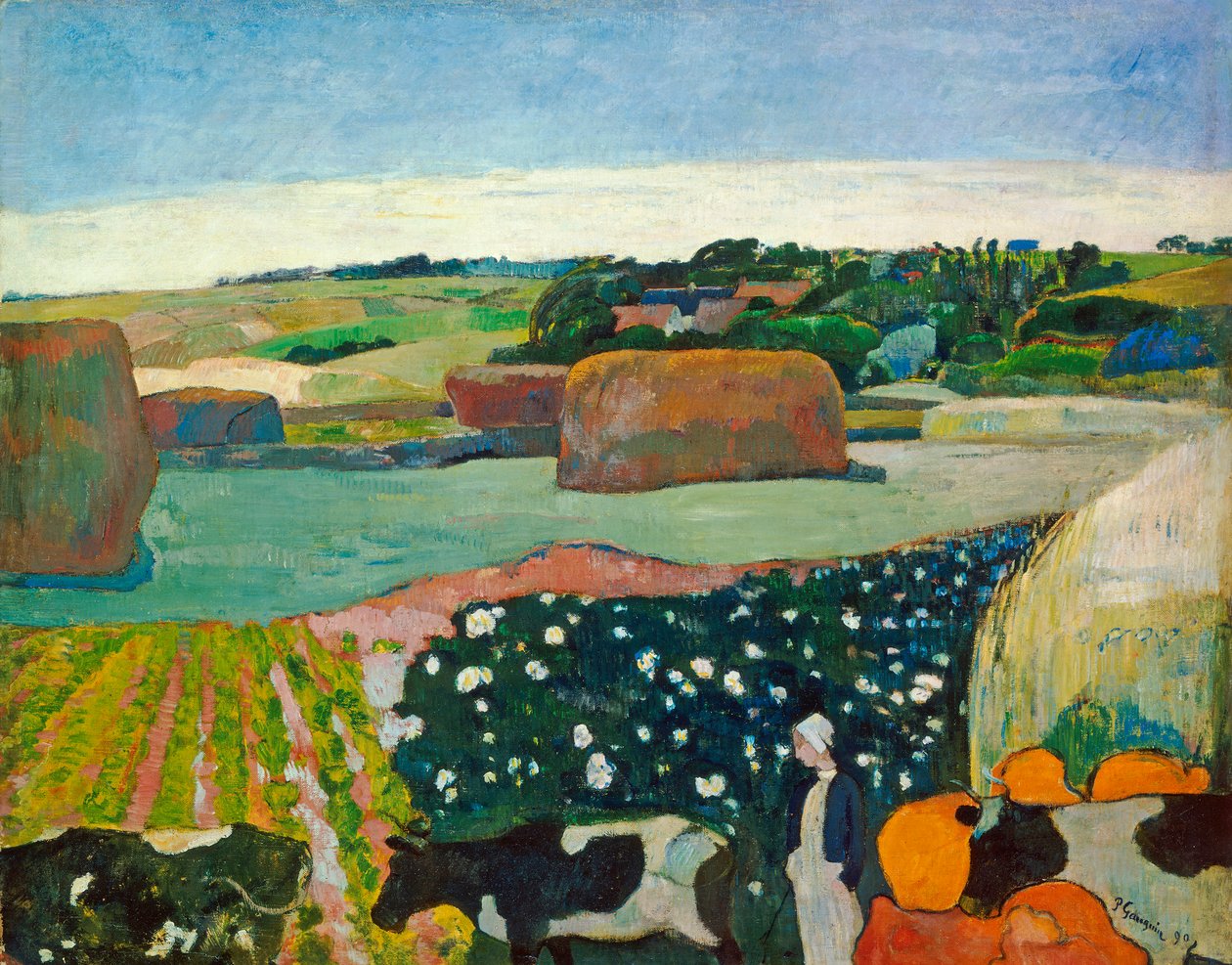 Hooibergen in Bretagne, 1890 door Paul Gauguin