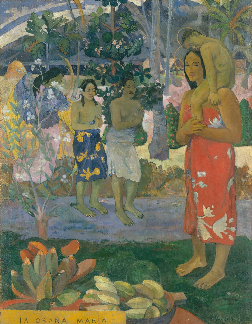 Ia Orana Maria Wees gegroet Maria, 1891 door Paul Gauguin