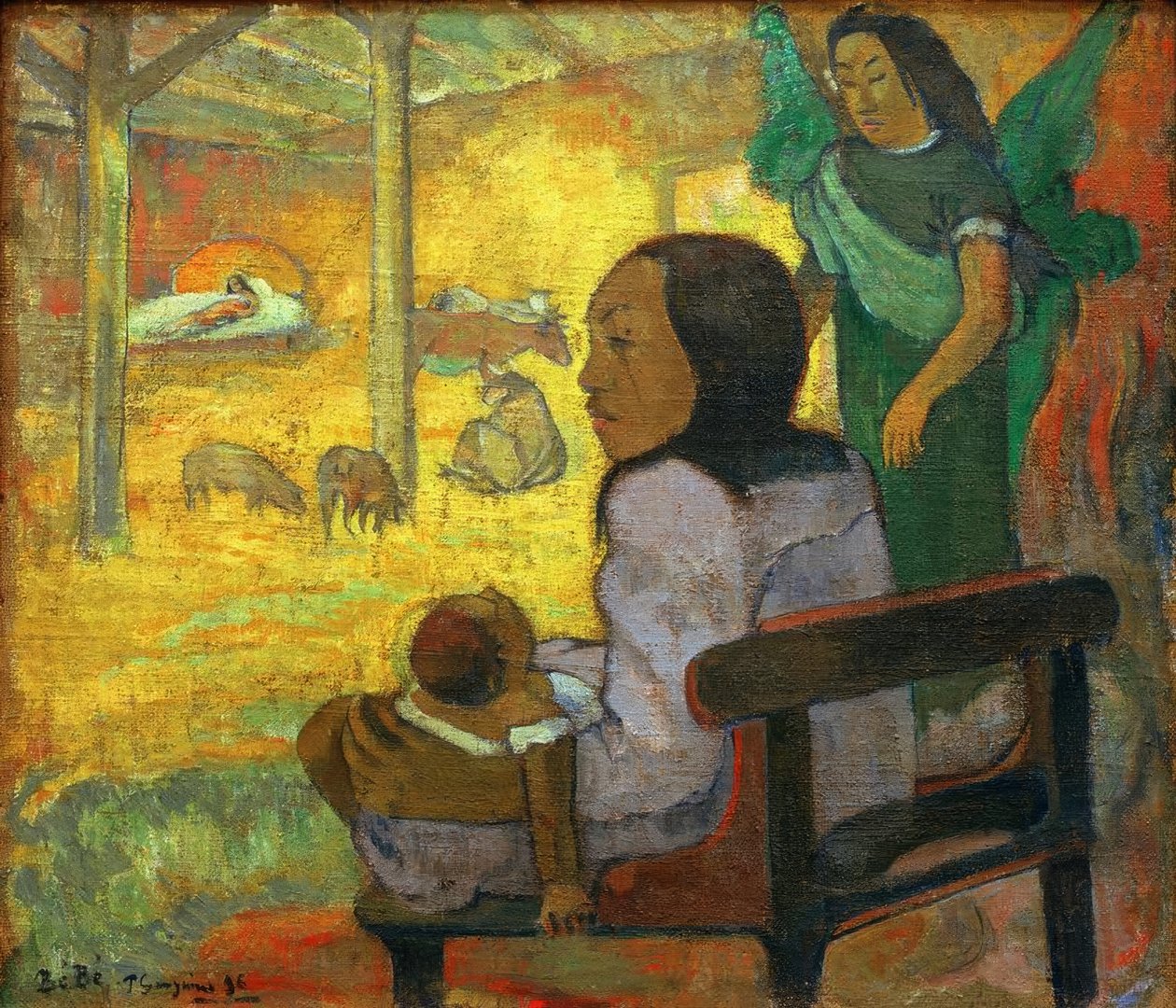 Klein kind (Tahitische kerst) door Paul Gauguin