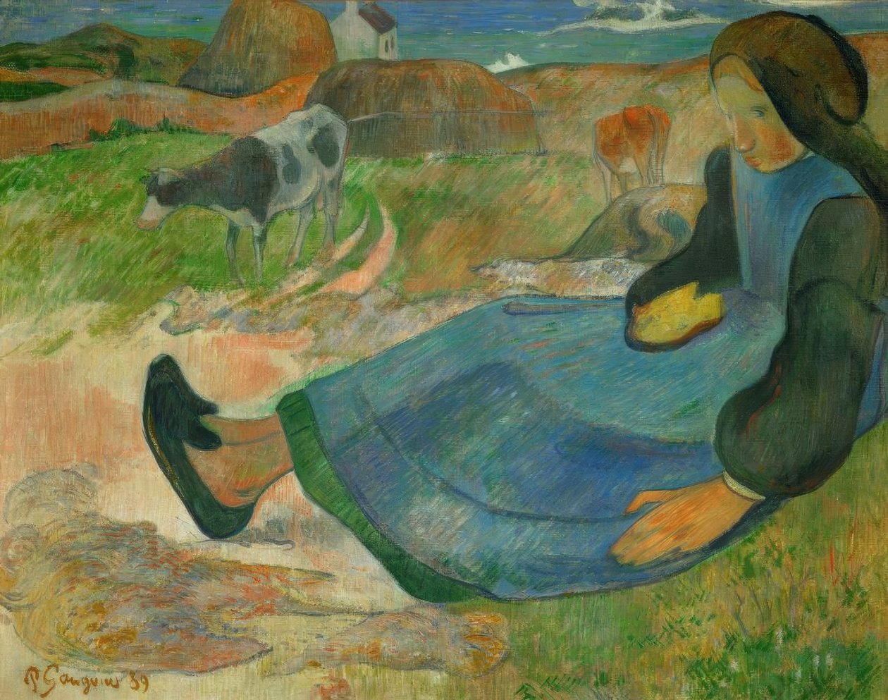 De koehoedster, of Jonge Bretonse door Paul Gauguin
