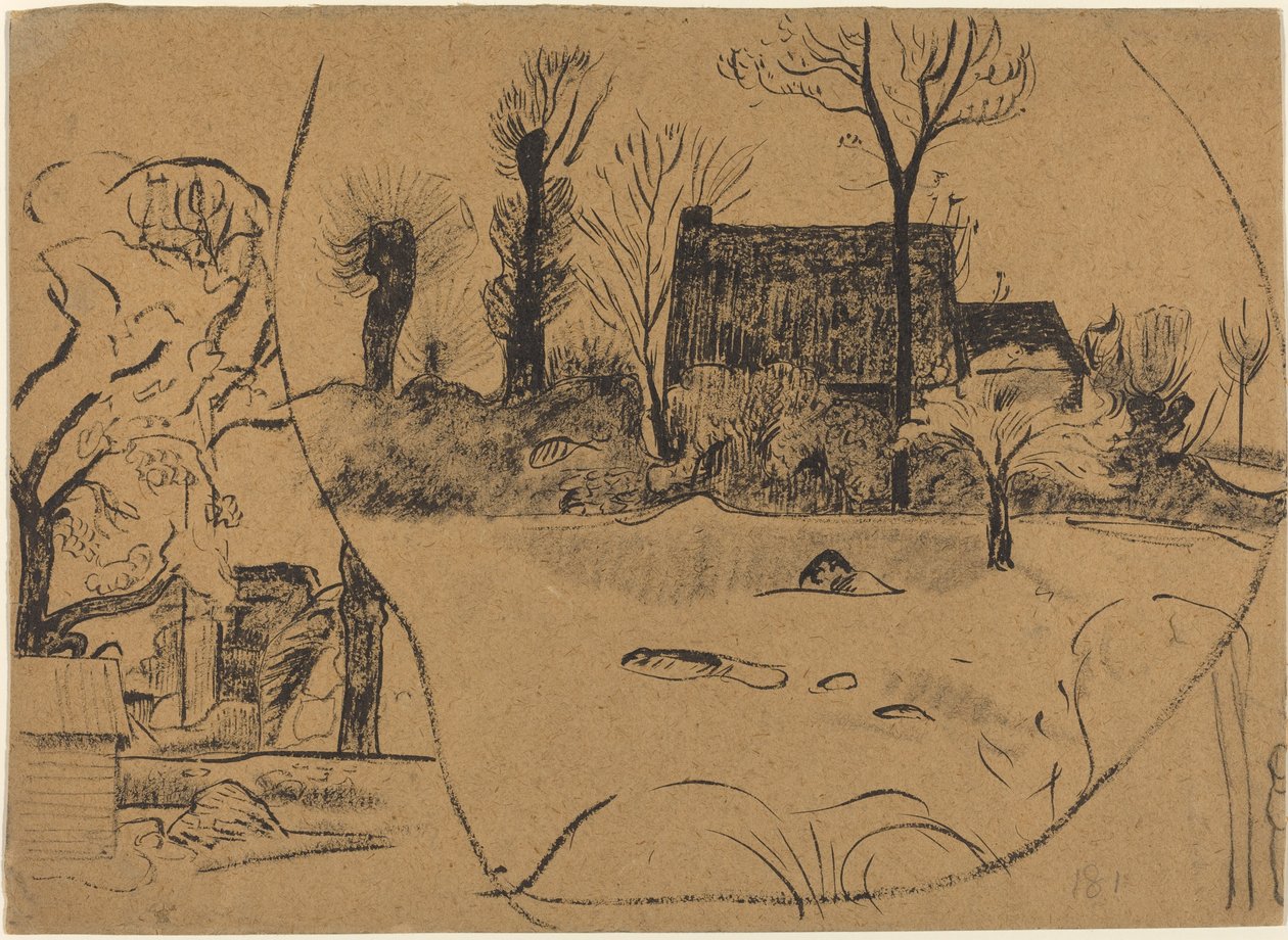 Landschap bij Pont-Aven door Paul Gauguin